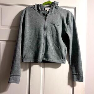 Kendal & Kylie grey solid cropped hooded sweatshirt,Woman’s L